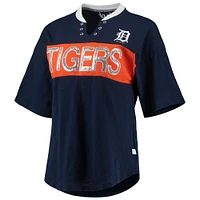 T-shirt à col cranté des Detroit Tigers Touch bleu marine/orange pour femme