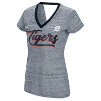 T-shirt à col en V pour femme Touch Navy Detroit Tigers Halftime Back Wrap Top