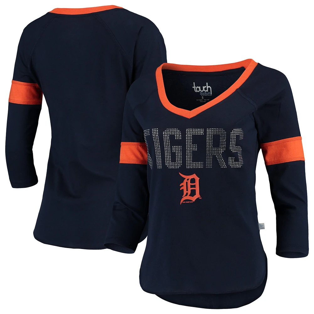 Lids Detroit Tigers Touch Women's Ultimate Fan 3/4-Sleeve Raglan V-Neck T- Shirt - Navy