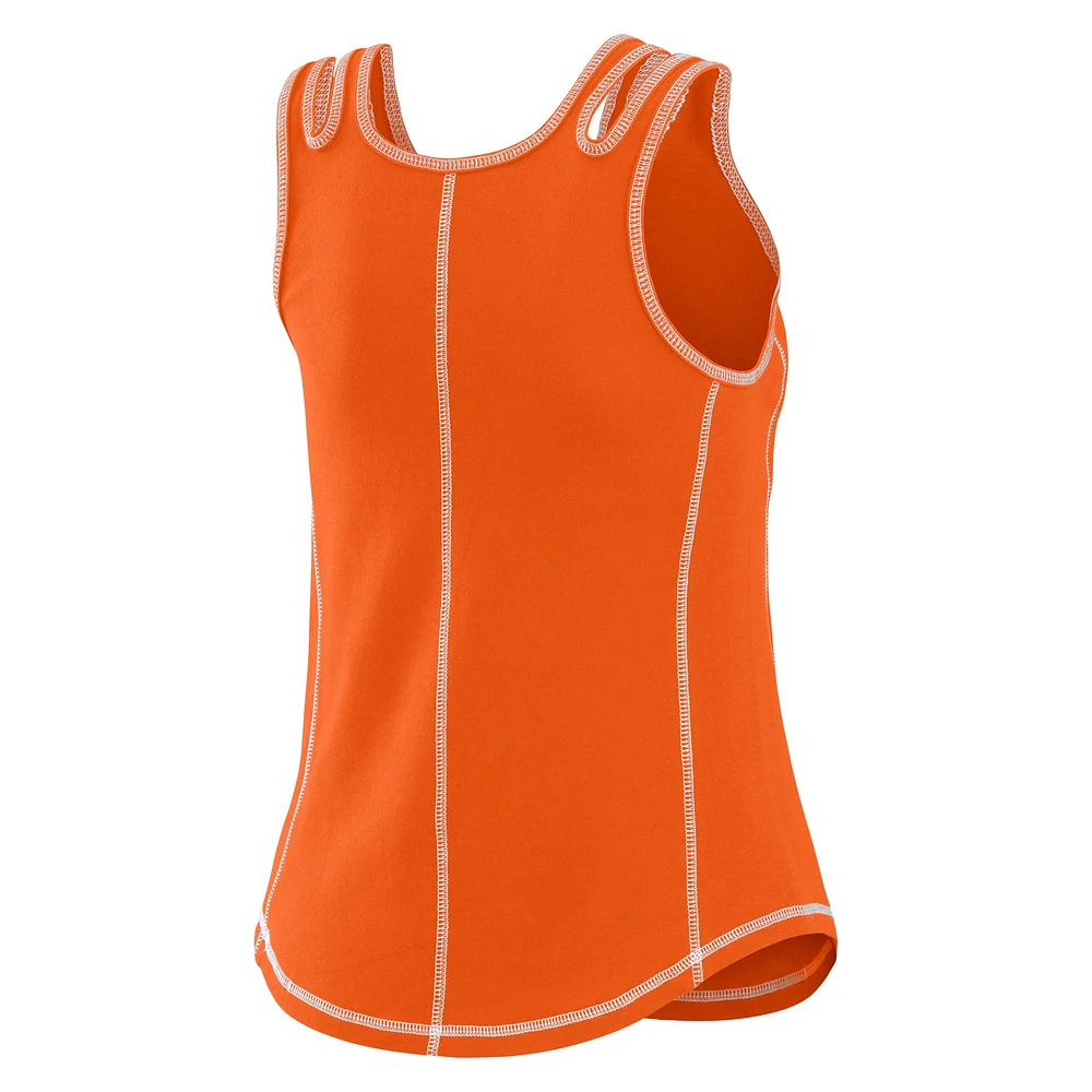 Women's WEAR by Erin Andrews Orange Detroit Tigers Contrast Stitch Tank Top