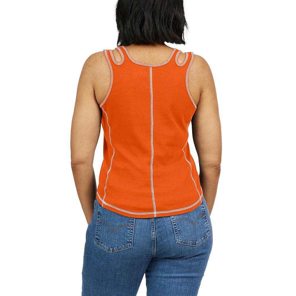 Women's WEAR by Erin Andrews Orange Detroit Tigers Contrast Stitch Tank Top