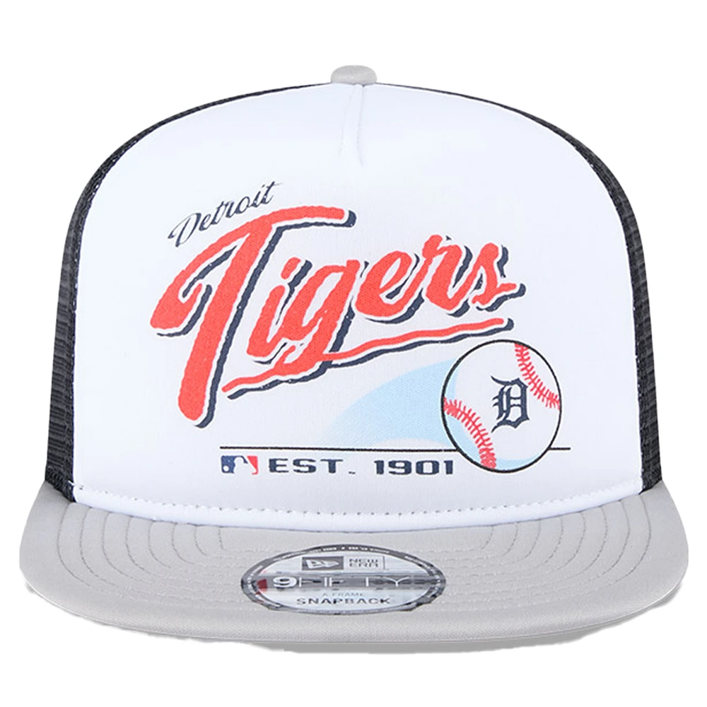 Youth New Era  White Detroit Tigers Retro 9FIFTY Snapback Hat