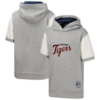 Sweat à capuche manches courtes pour jeunes Detroit Tigers Heather Gray Line Up