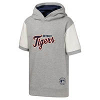 Sweat à capuche manches courtes pour jeunes Detroit Tigers Heather Gray Line Up