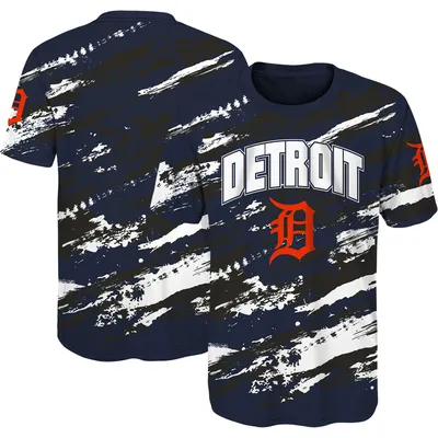 Detroit Tigers Youth V-Neck T-Shirt - White/Navy