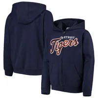 Lids Detroit Tigers Youth Team Color Wordmark Full-Zip Hoodie - Navy