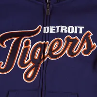 Youth Navy Detroit Tigers Wordmark Full-Zip Fleece Hoodie