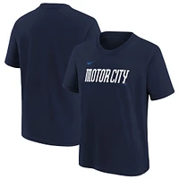 T-shirt Nike bleu marine pour jeunes des Detroit Tigers 2024 City Connect avec le mot-symbole