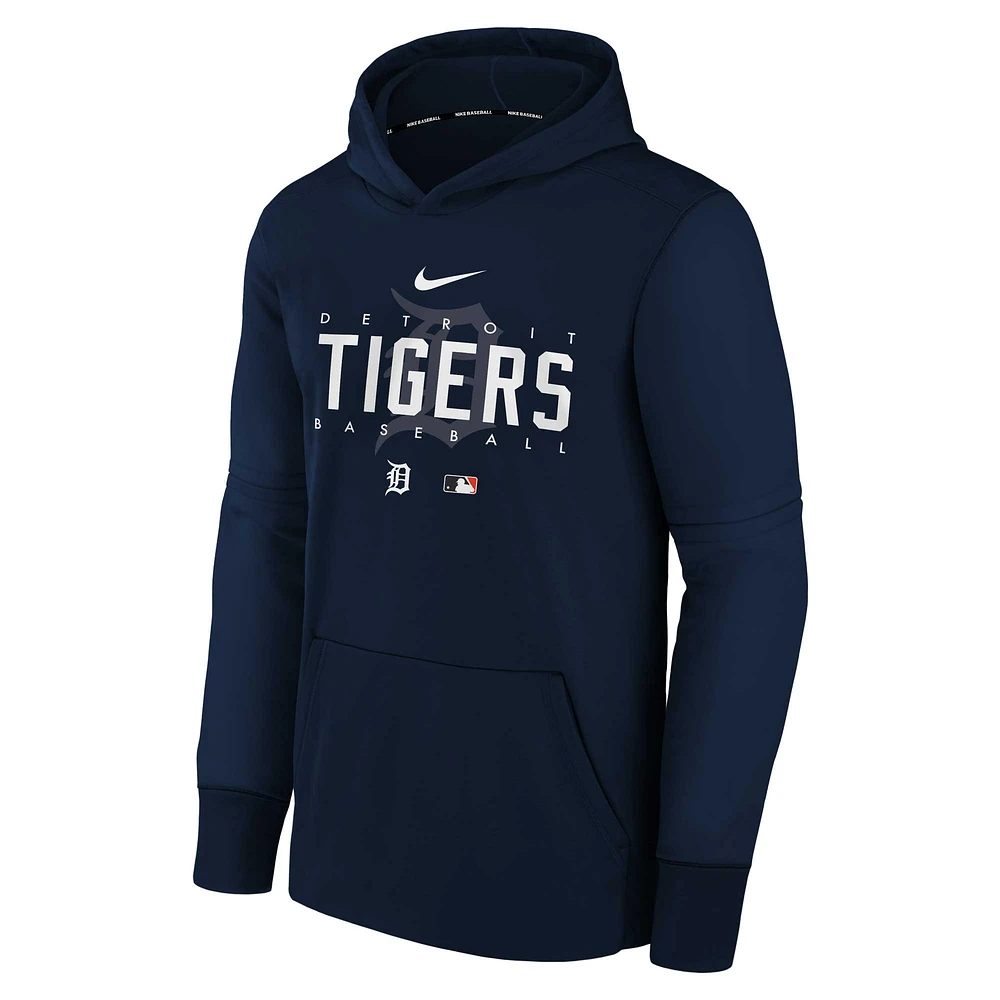 Performance d'avant-match Nike Detroit Tigers Authentic Collection pour jeune - Bleu marine Chandail à capuchon