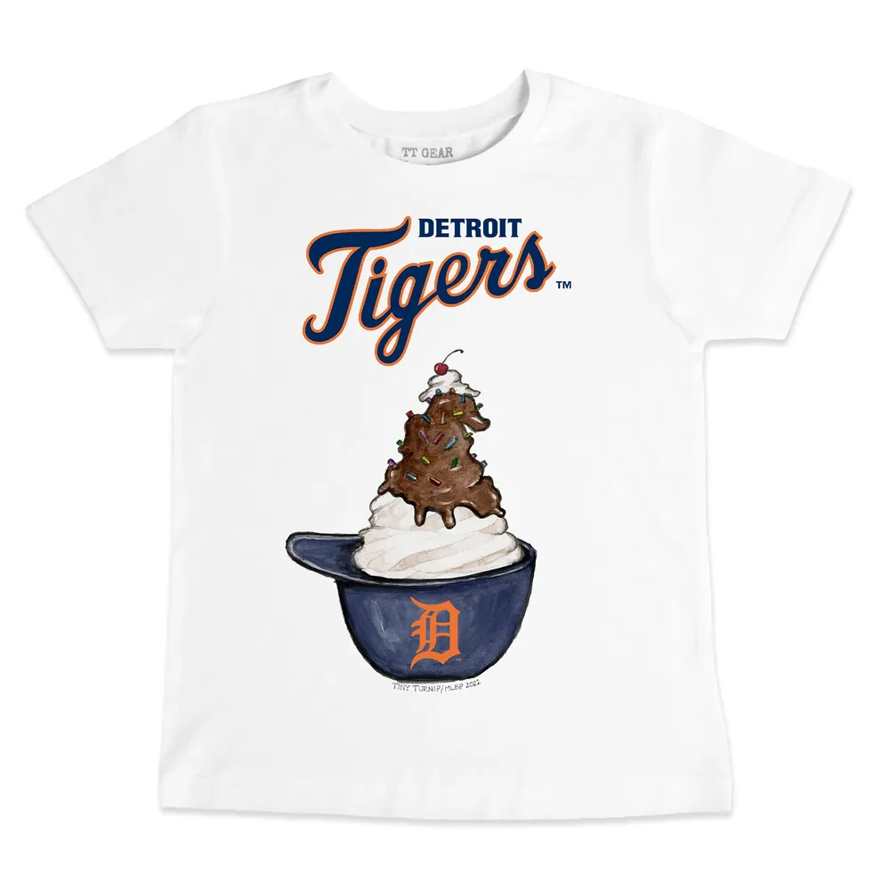 Tiny Turnip Detroit Tigers Youth White Girl Teddy T-Shirt