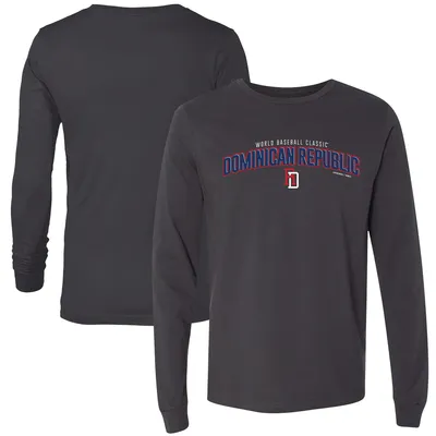 Dominican Republic Baseball LEGENDS 2023 World Classic Country Arch Long Sleeve T-Shirt - Charcoal