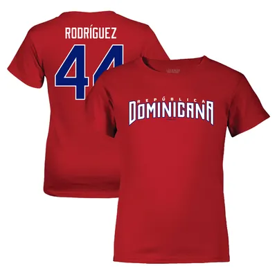 Julio Rodriguez Dominican Republic Baseball LEGENDS Youth 2023 World Classic Name & Number T-Shirt - Red