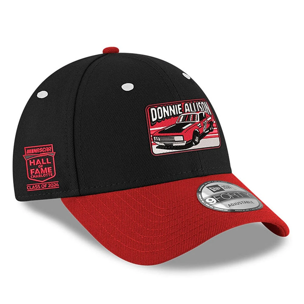 Casquette réglable 9FORTY Donnie Allison NASCAR Hall of Fame Class of 2024 New Era pour hommes, noir/rouge