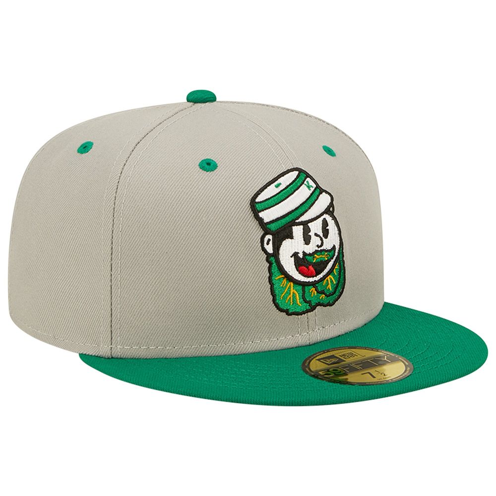 Men's New Era Gray/Green Down East Wood Ducks Kinston Collard Greens Theme Night 59FIFTY Fitted Hat