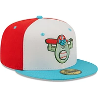 Men's New Era White/Aqua Avocados Luchadores De Down East Copa La Diversion 59FIFTY Fitted Hat