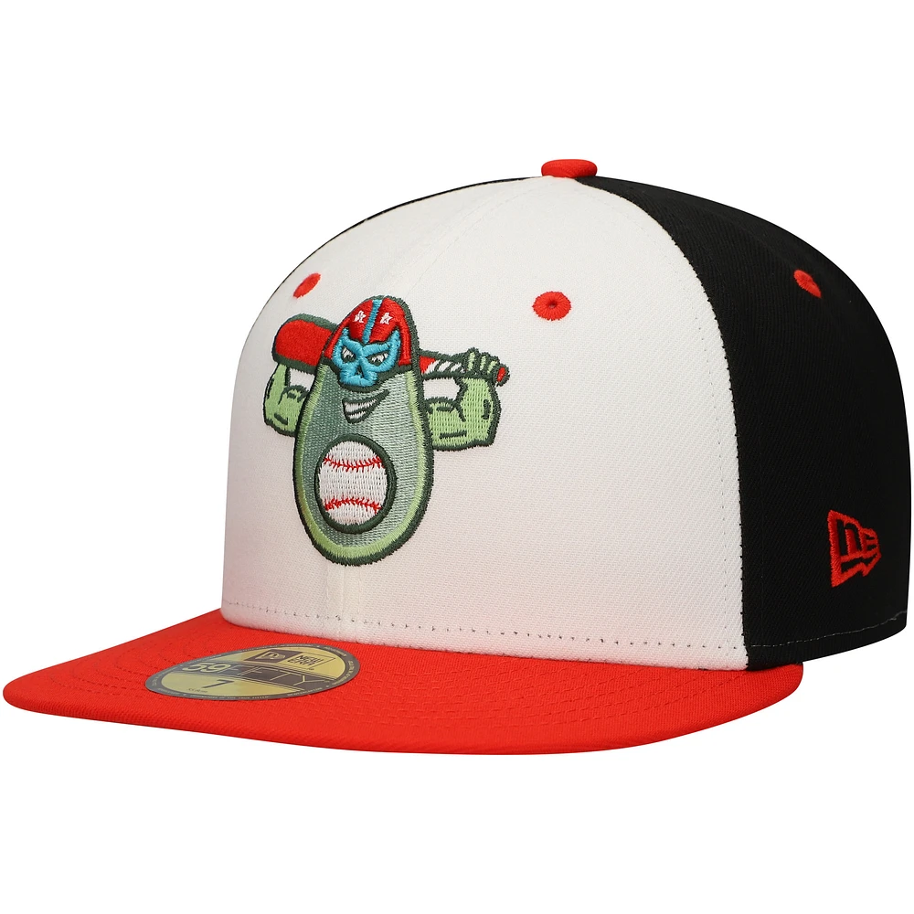 Men's New Era White Avocados Luchadores de Down East Copa la Diversión 59FIFTY Fitted Hat