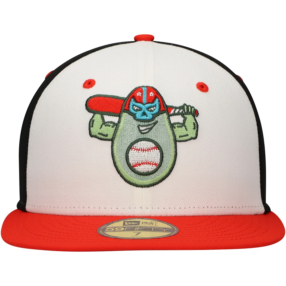 Men's New Era White Avocados Luchadores de Down East Copa la Diversión 59FIFTY Fitted Hat