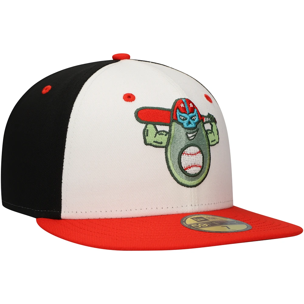 Men's New Era White Avocados Luchadores de Down East Copa la Diversión 59FIFTY Fitted Hat