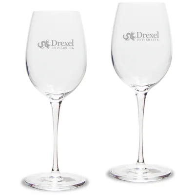 Drexel Dragons 12 oz. 2-Piece Luigi Bormioli Titanium White Wine Glass Set