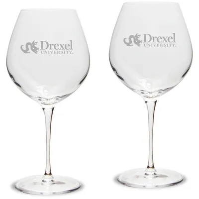 Drexel Dragons 22 oz. 2-Piece Luigi Bormioli Titanium Robusto Wine Glass Set