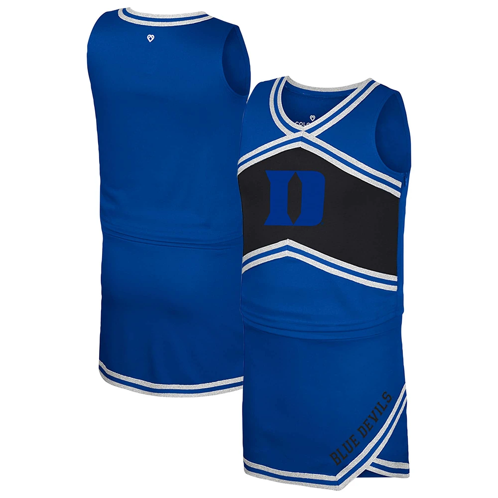 Girls Youth Colosseum Royal Duke Blue Devils Cheerleader Top & Skirt Set