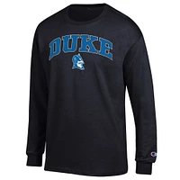 T-shirt à manches longues pour homme Champion Black Duke Blue Devils Arch Over Logo