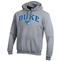 Men's Champion  Heather Gray Duke Blue Devils Arch Over Logo Pullover Hoodie