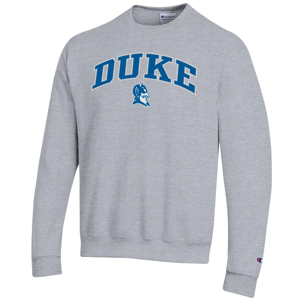 Sweat-shirt à capuche Champion Heather Grey Duke Blue Devils pour homme avec logo Arch Over
