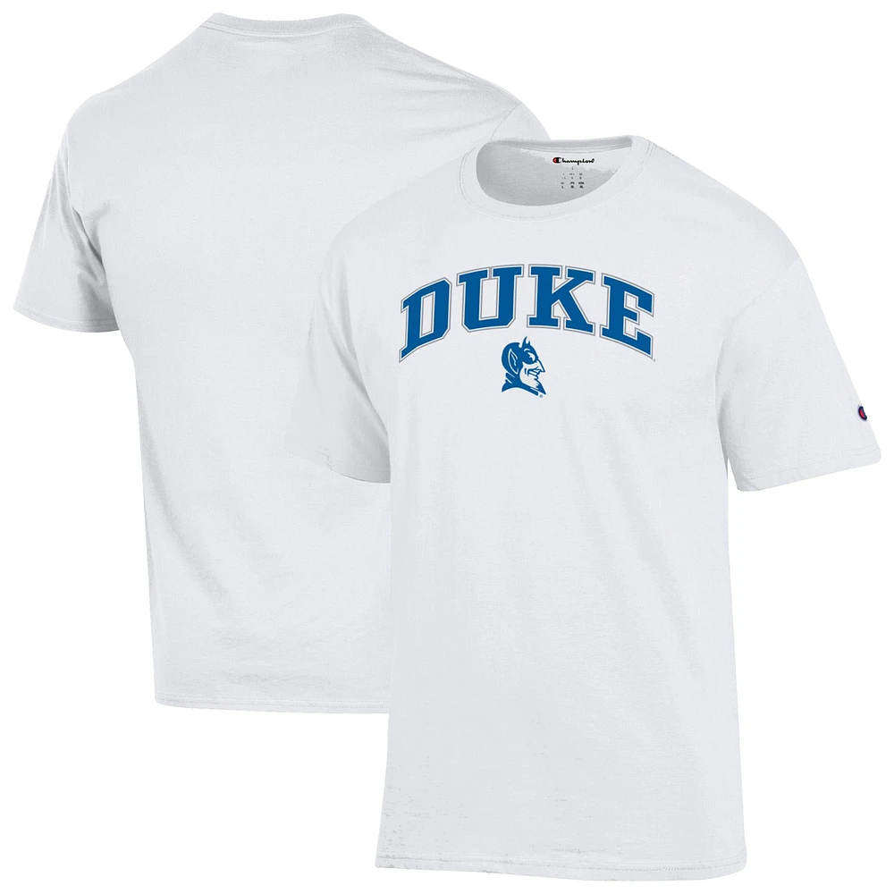 T-shirt Champion White Duke Blue Devils avec logo arqué pour homme