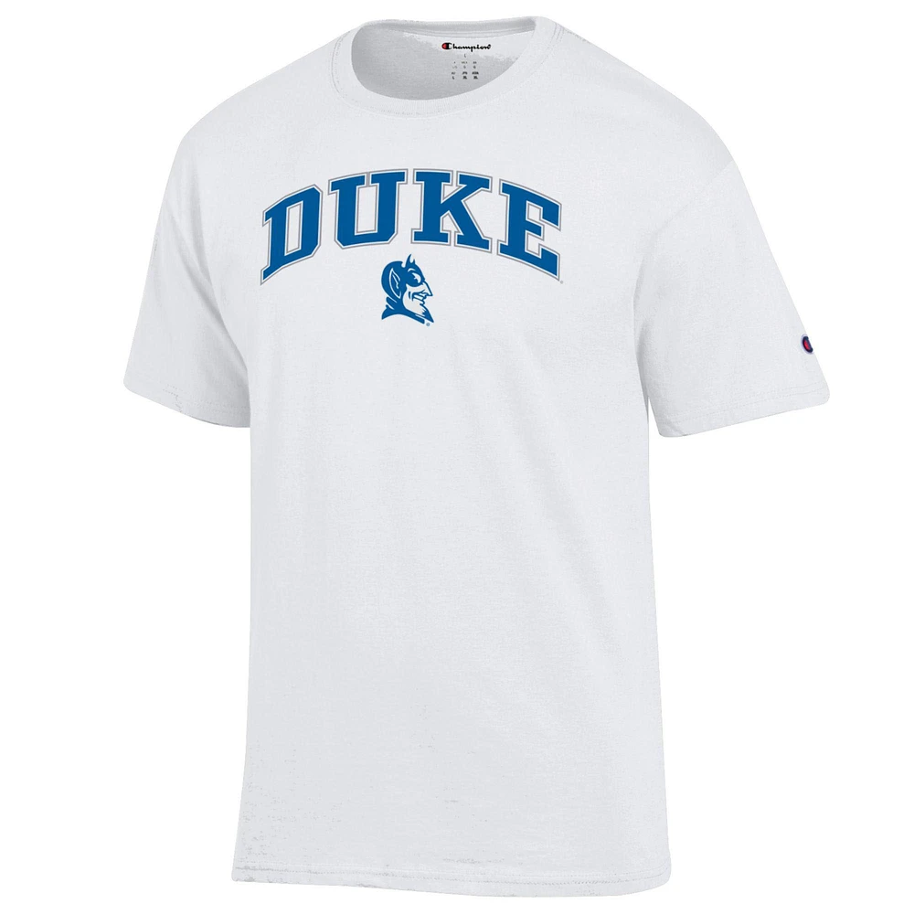 T-shirt Champion White Duke Blue Devils avec logo arqué pour homme