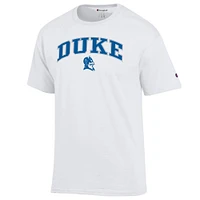 T-shirt Champion White Duke Blue Devils avec logo arqué pour homme