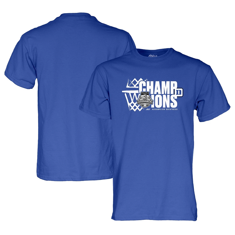 T-shirt bleu 84 Royal Duke Blue Devils pour homme, champion du tournoi de basketball masculin l'ACC 2025, vestiaire