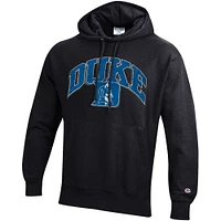 Men's Champion Black Duke Blue Devils Vault Late Night Reverse Weave Pullover Hoodie