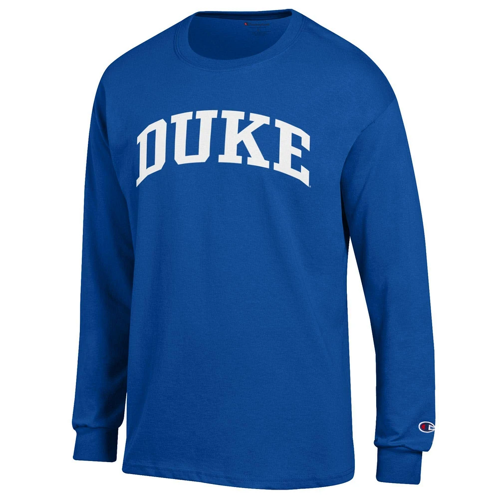 Men's Champion  Royal Duke Blue Devils Basic Arch Long Sleeve T-Shirt