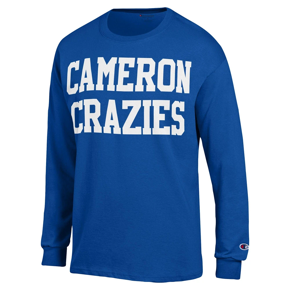 T-shirt à manches longues pour homme Champion Royal Duke Blue Devils Cameron Crazies