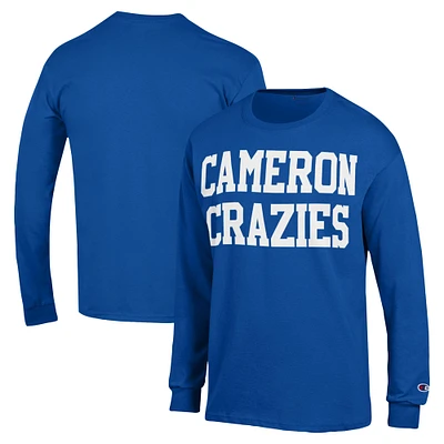 T-shirt à manches longues pour homme Champion Royal Duke Blue Devils Cameron Crazies