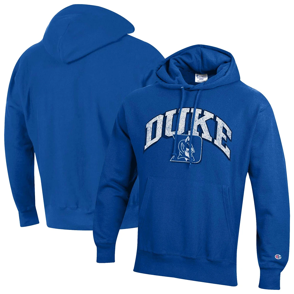 Men's Champion Royal Duke Blue Devils Vault Late Night Reverse Weave Pullover Hoodie