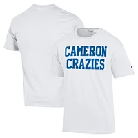 Men's Champion White Duke Blue Devils Cameron Crazies T-Shirt