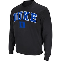 Men's Colosseum Black Duke Blue Devils Arch & Logo Pullover Sweatshirt