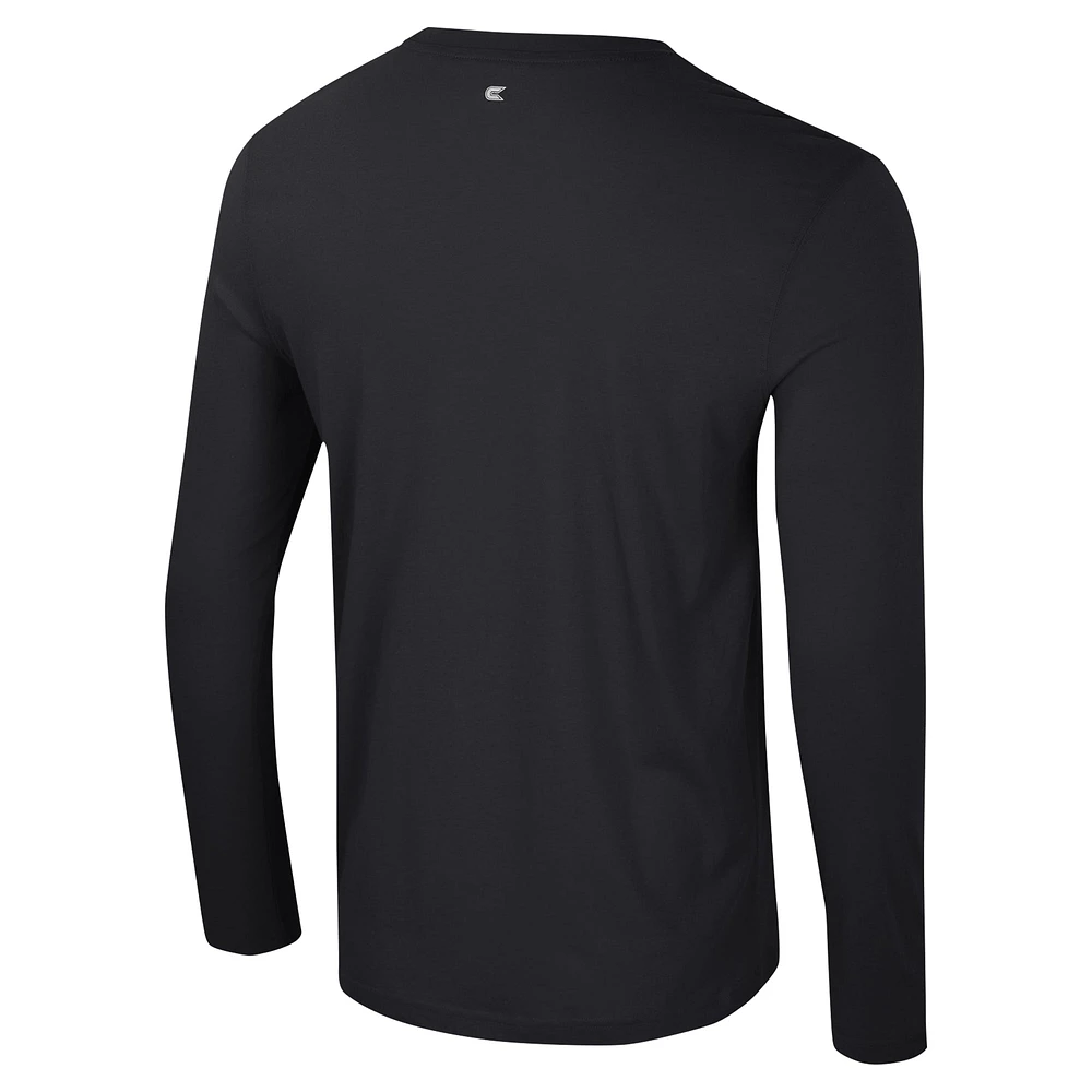 Men's Colosseum Black Duke Blue Devils Color Pop Active Blend 2-Hit Long Sleeve T-Shirt