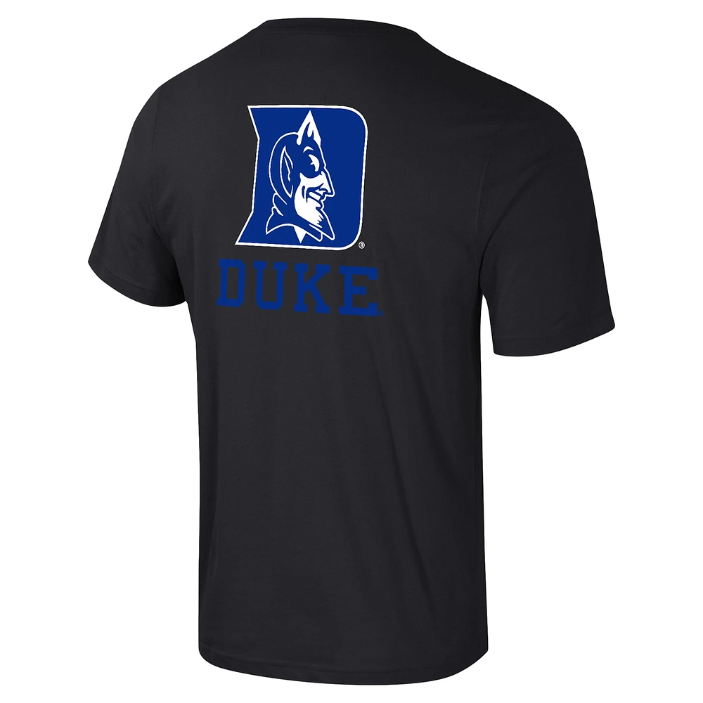 Men's Colosseum Black Duke Blue Devils Logo Lockup 2-Hit Active Blend T-Shirt