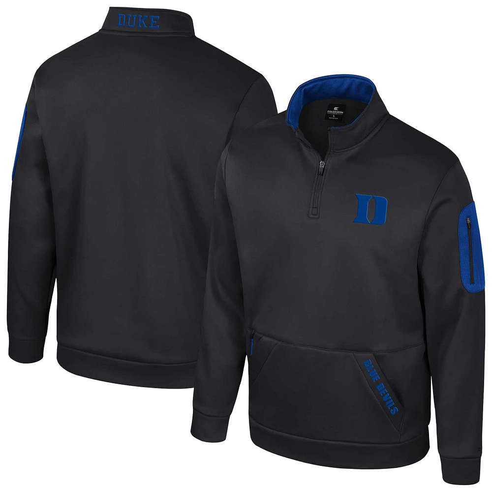 Men's Colosseum Black Duke Blue Devils Mainframe Quarter-Zip Fleece Jacket