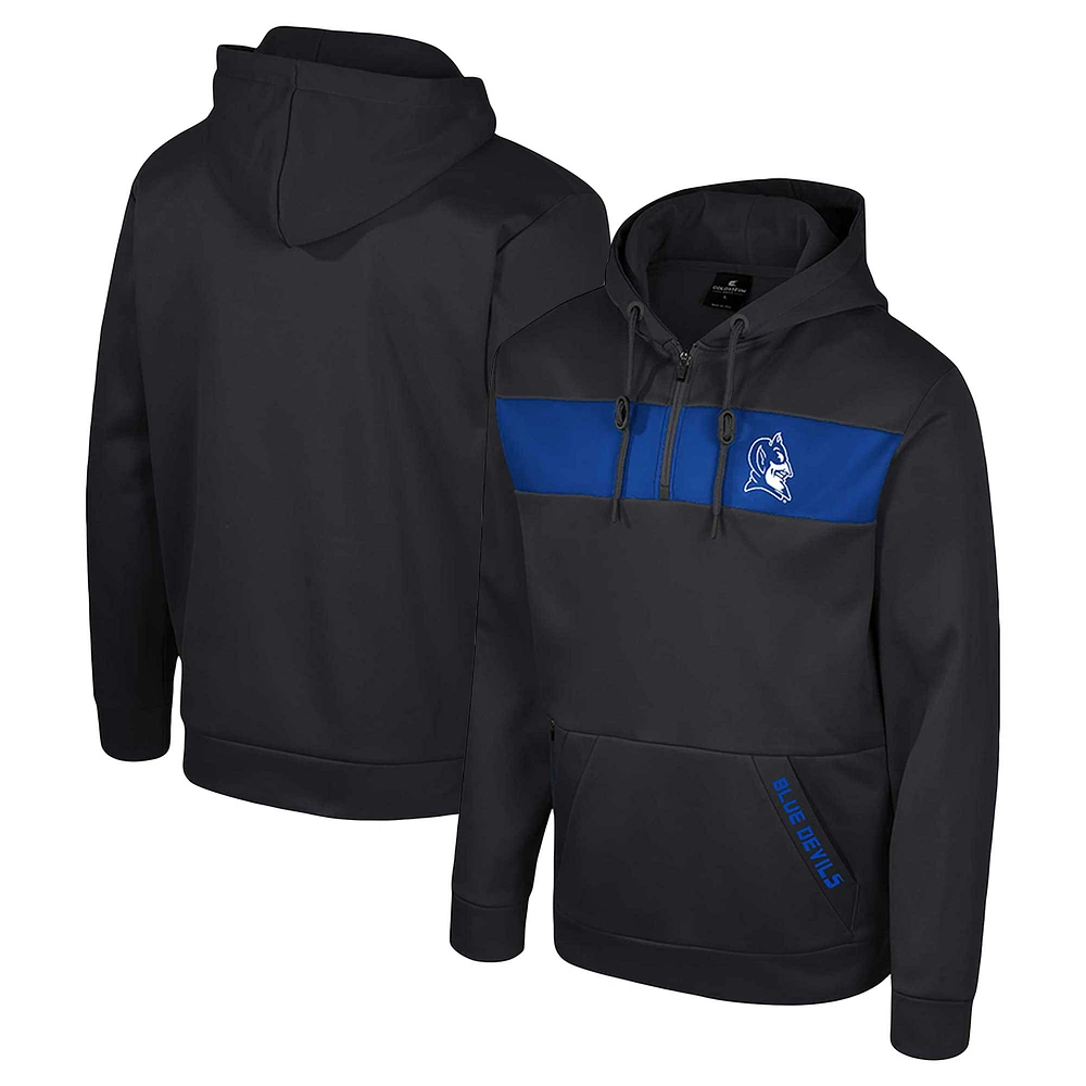 Men's Colosseum  Black Duke Blue Devils Quarter-Zip Hoodie