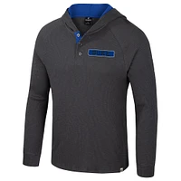 Men's Colosseum  Charcoal Duke Blue Devils Dujour Ralgan Long Sleeve Henley Hoodie T-Shirt