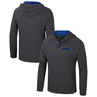 Men's Colosseum  Charcoal Duke Blue Devils Dujour Ralgan Long Sleeve Henley Hoodie T-Shirt