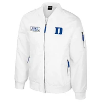 Men's Colosseum Duke Blue Devils White Rabbit Full-Zip Bomber Jacket