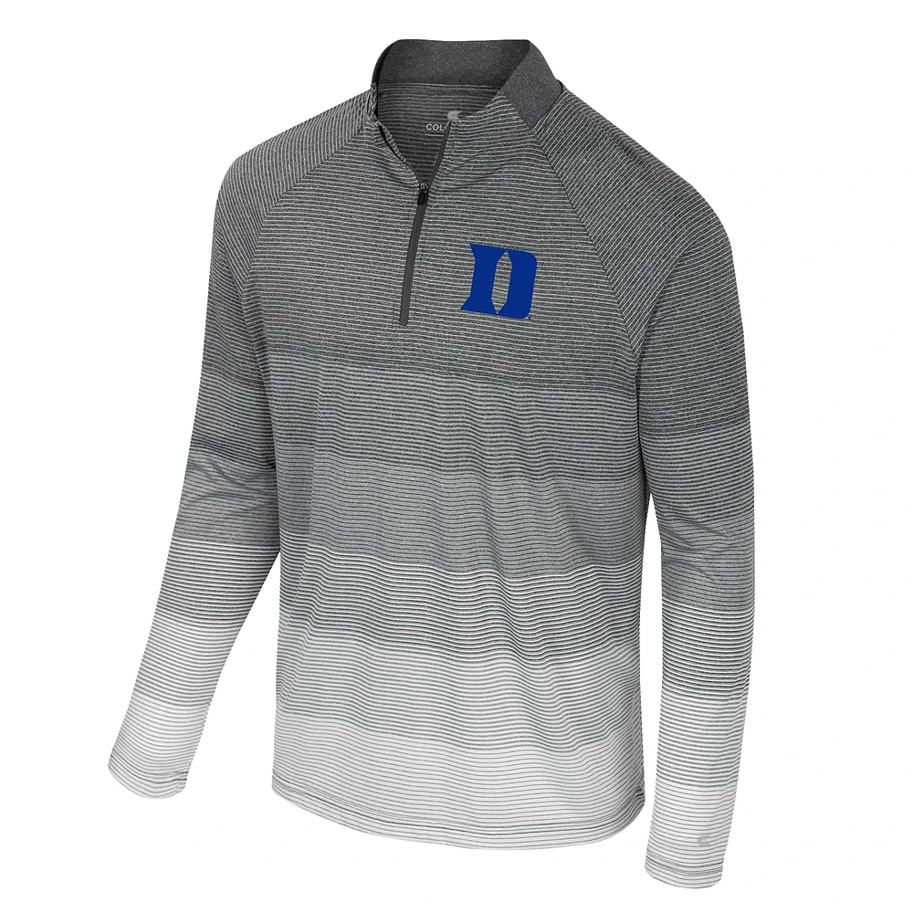 Men's Colosseum  Gray Duke Blue Devils AI Striped Mesh Quarter-Zip Raglan Windshirt