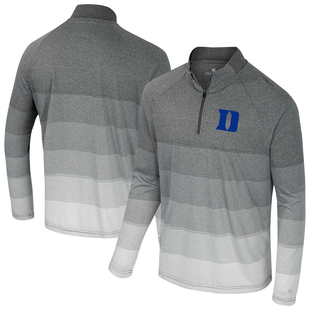 Men's Colosseum  Gray Duke Blue Devils AI Striped Mesh Quarter-Zip Raglan Windshirt