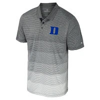 Men's Colosseum Gray Duke Blue Devils Striped Mesh Polo