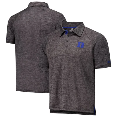 Men's Colosseum Heather Charcoal Duke Blue Devils Down Swing Raglan Team Polo